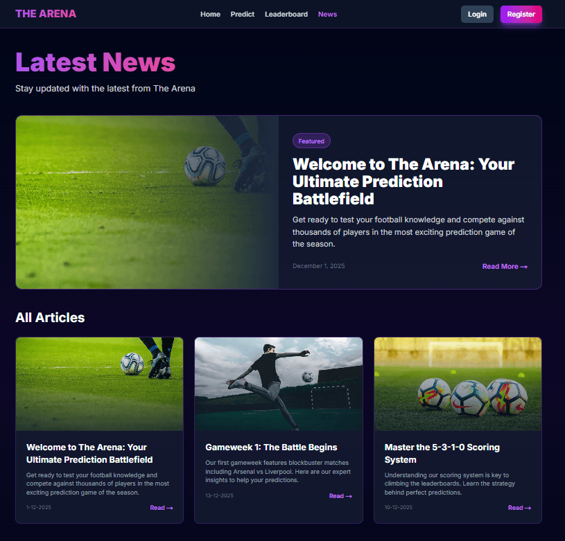 Football Prediction Platform screenshot