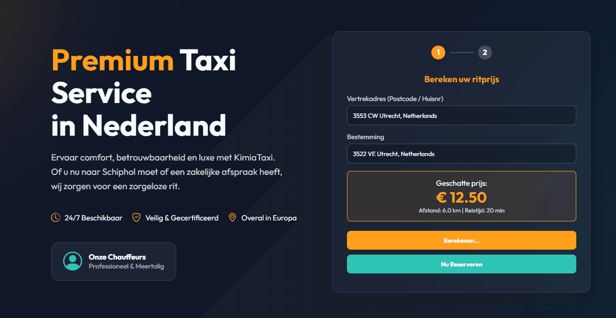 Taxi Reserverings screenshot